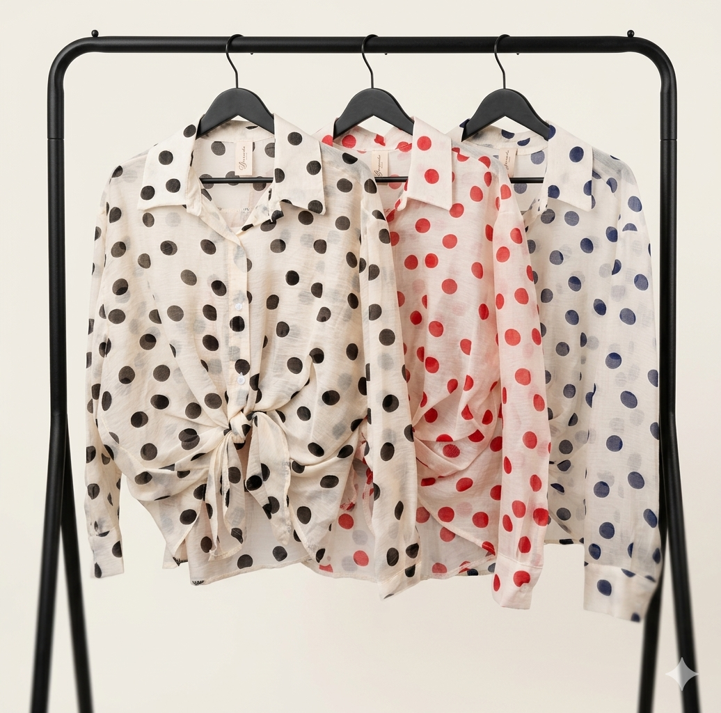 Punktebluse langarm