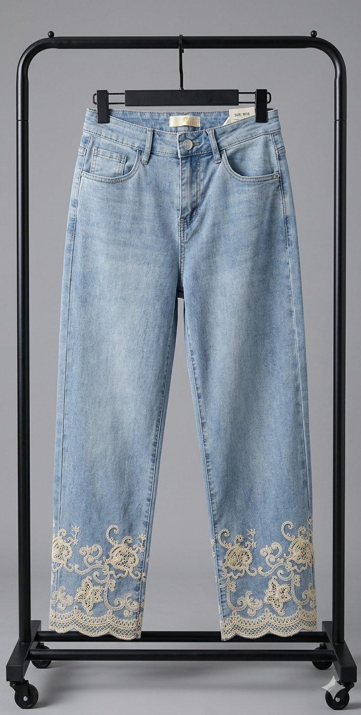 Jeans/weißblumen