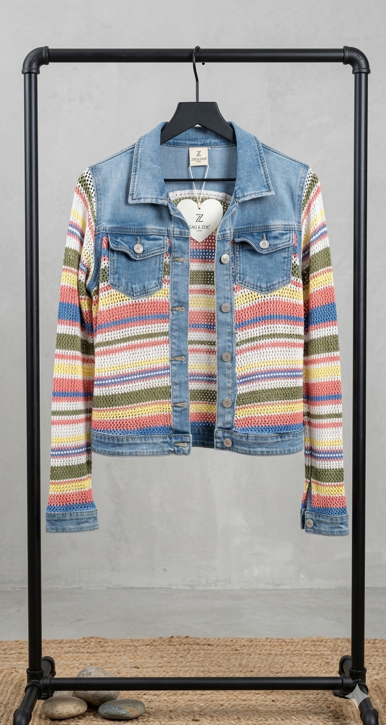 Jeansjacke Buntgestreift