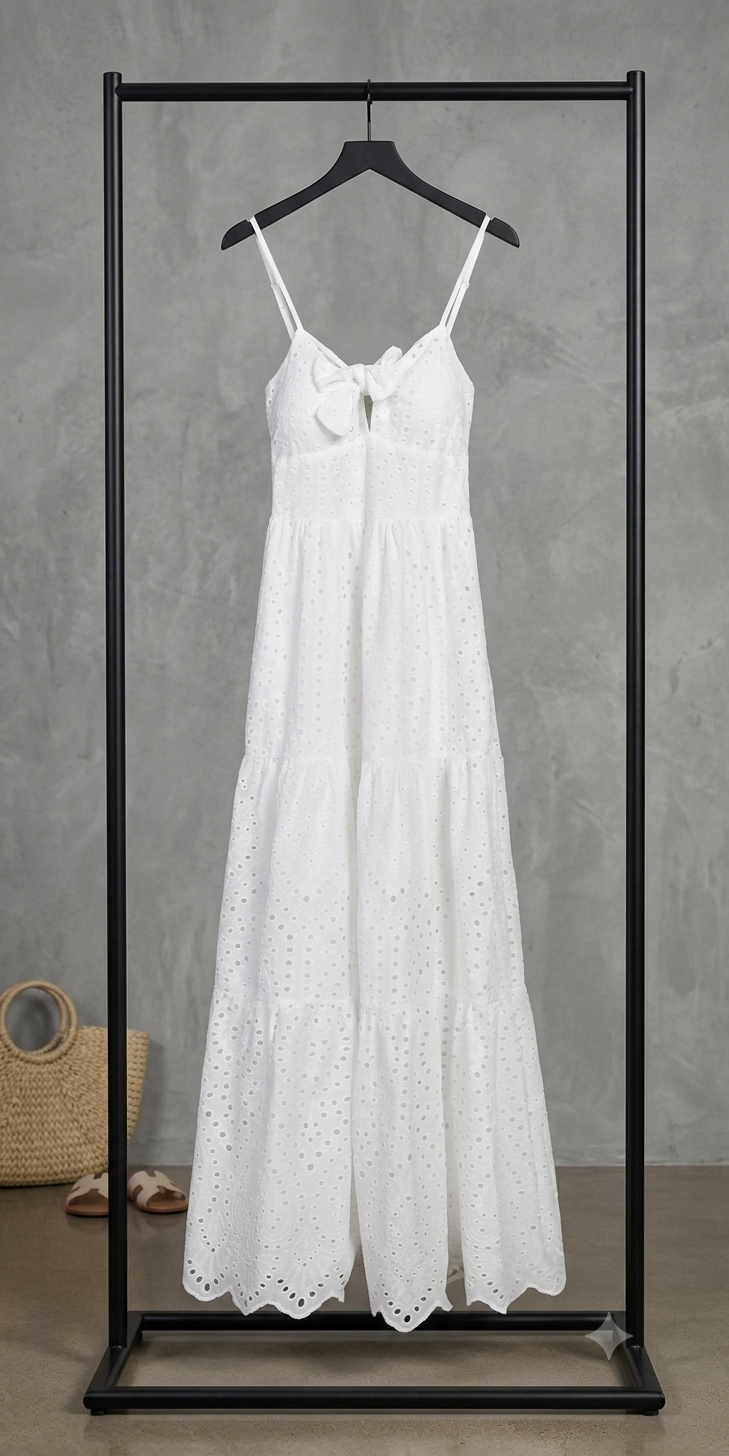 Lochstickerei Kleid Schleife