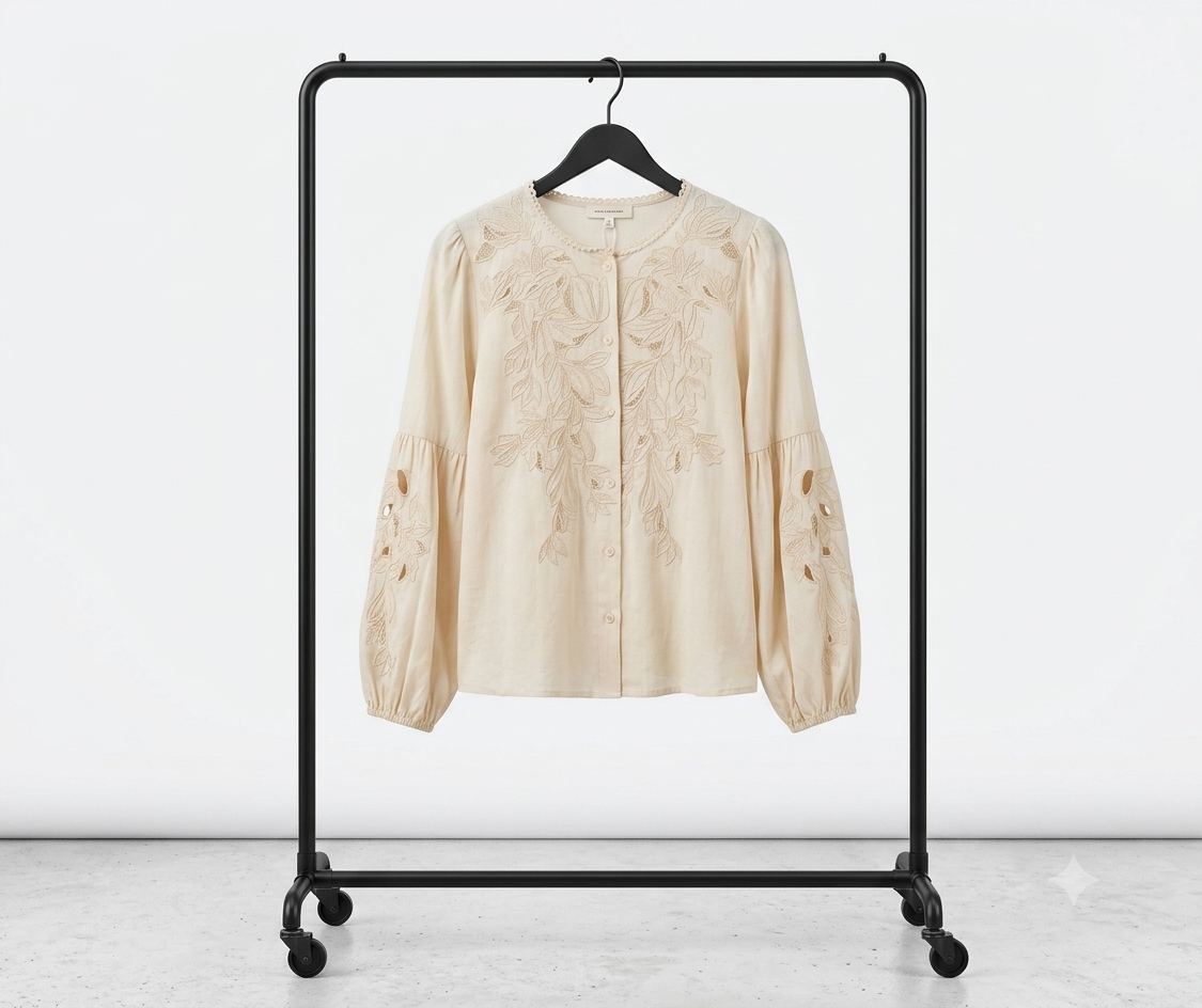 Romantische Bluse Stickereien