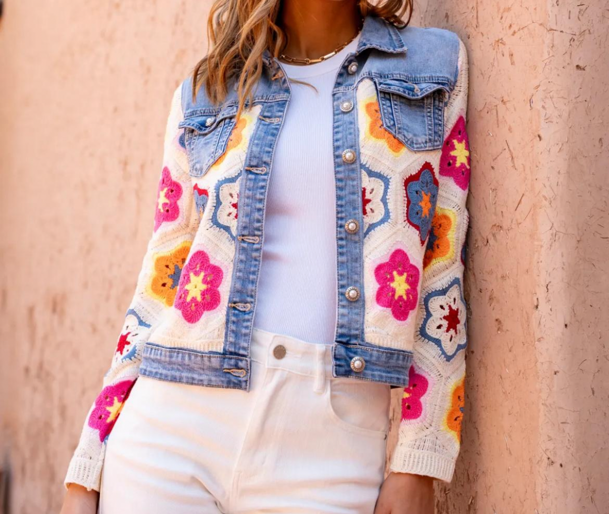 Jeansjacke/flowers