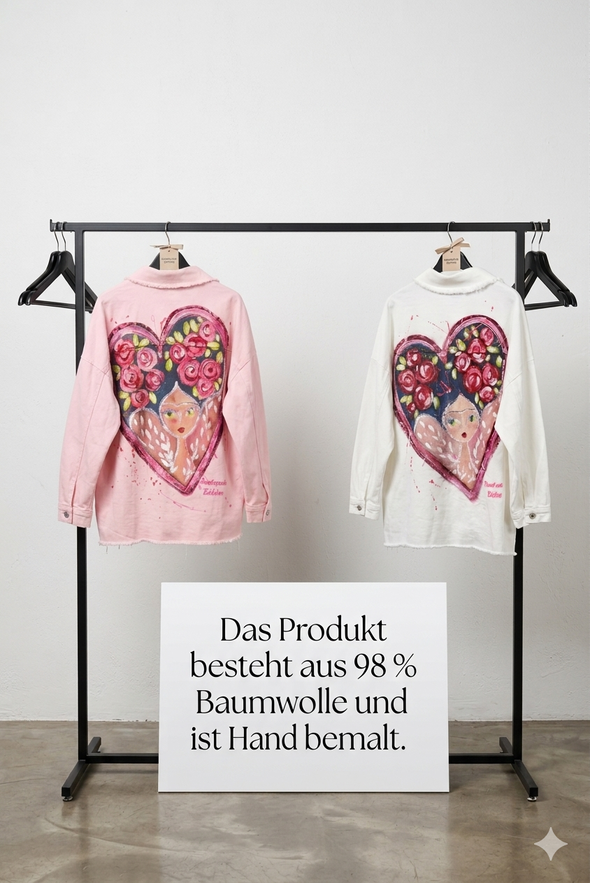 Handbemalte Herz Jeansjacke