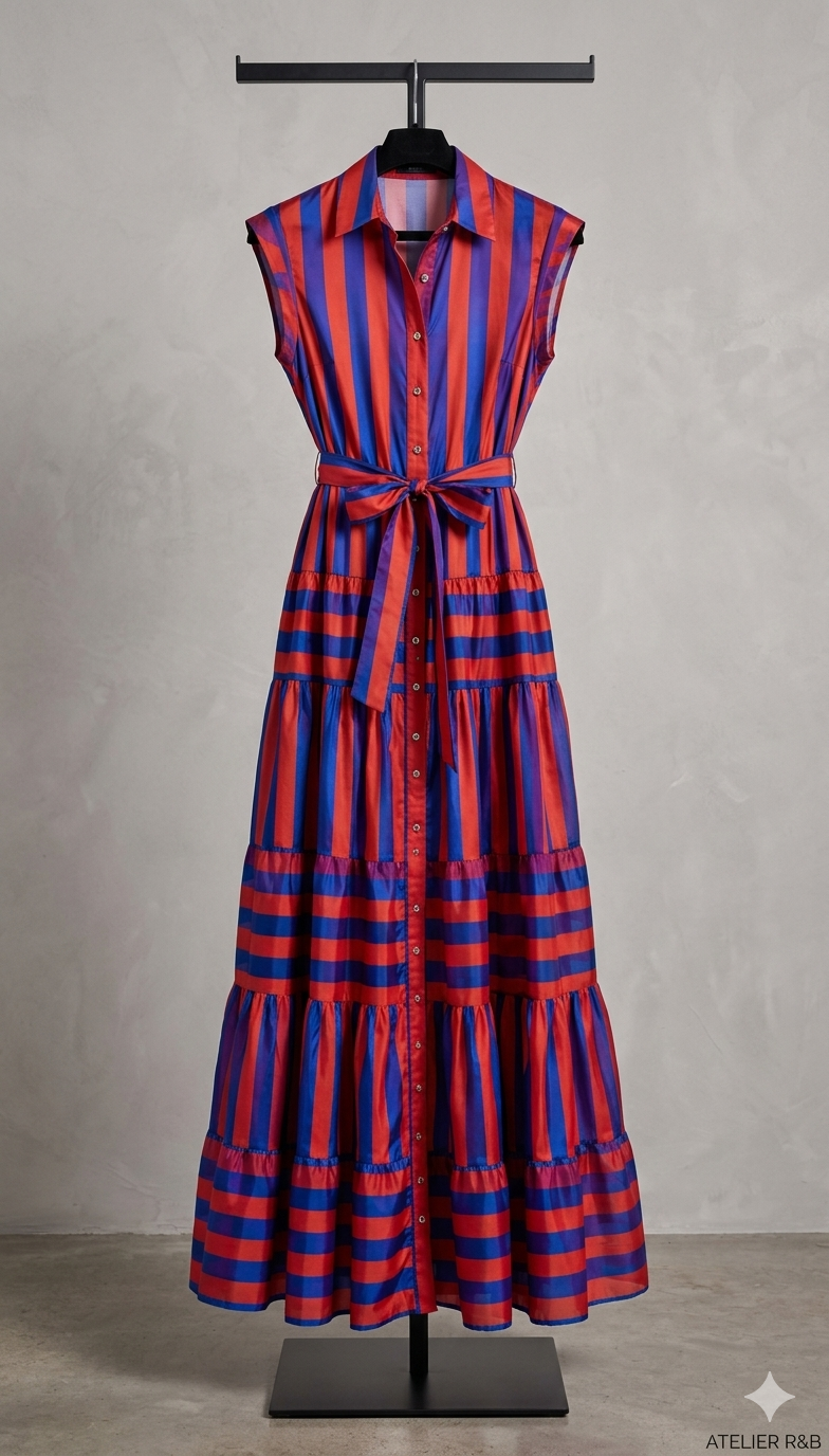 BlauRot Gestreiftes Kleid