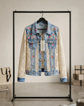 Jeansjacke/weiß/blumen