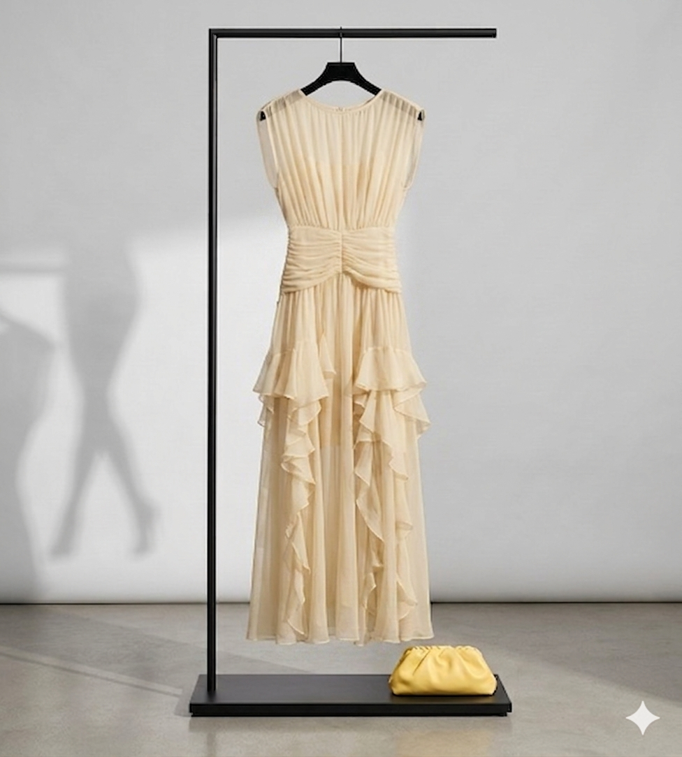 Kleid lang Rüschen