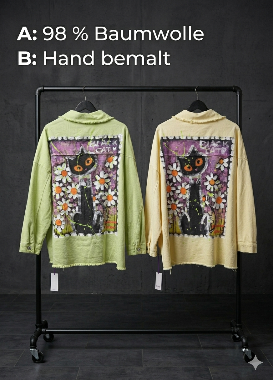 Handbemalte Katzen Jeansjacke
