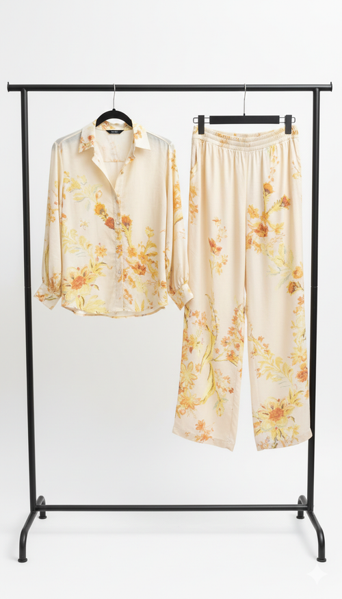 Bluse Flower in Beige