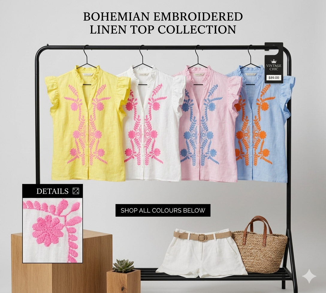 Bohemian Bluse bestickt
