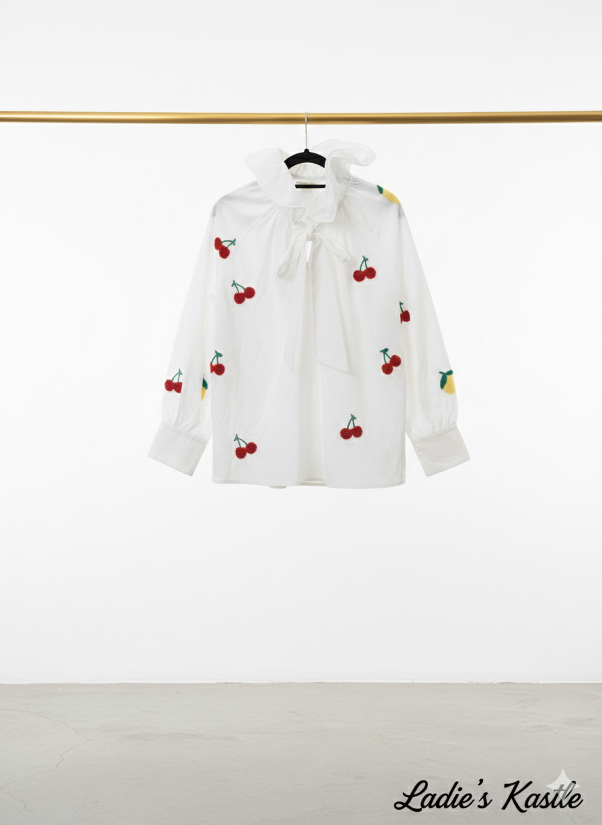 Bluse/rüschen/cherry/citron