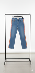 Jeans/Seitenblumenstreifen