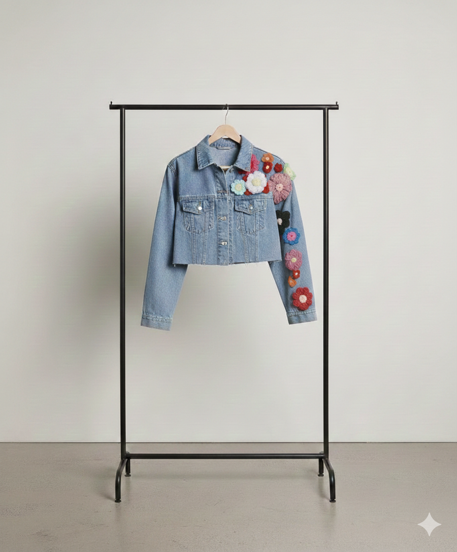 Jeansjacke/3D/Blumen