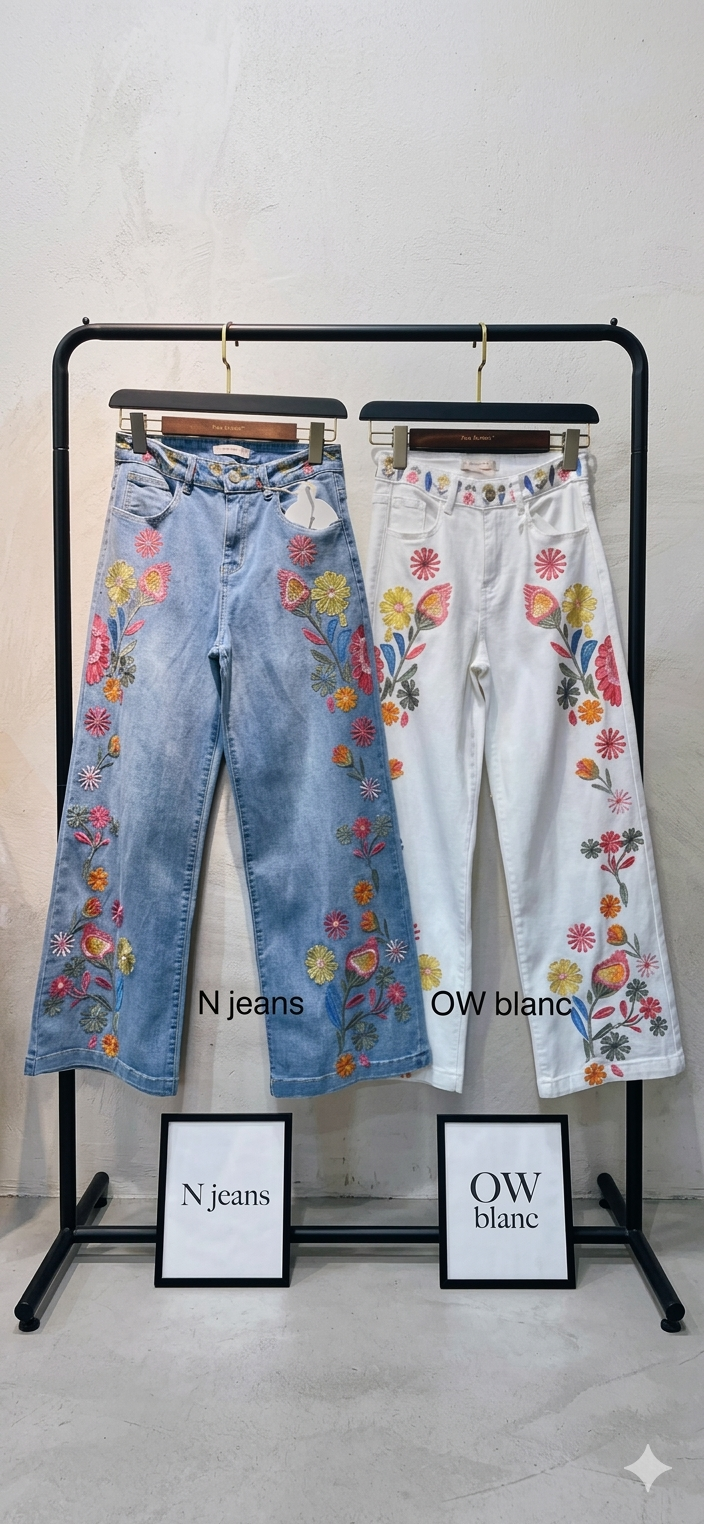 Jeans Blumenranke