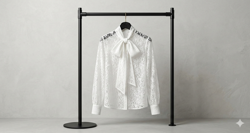 Bluse/Netz/Schleife