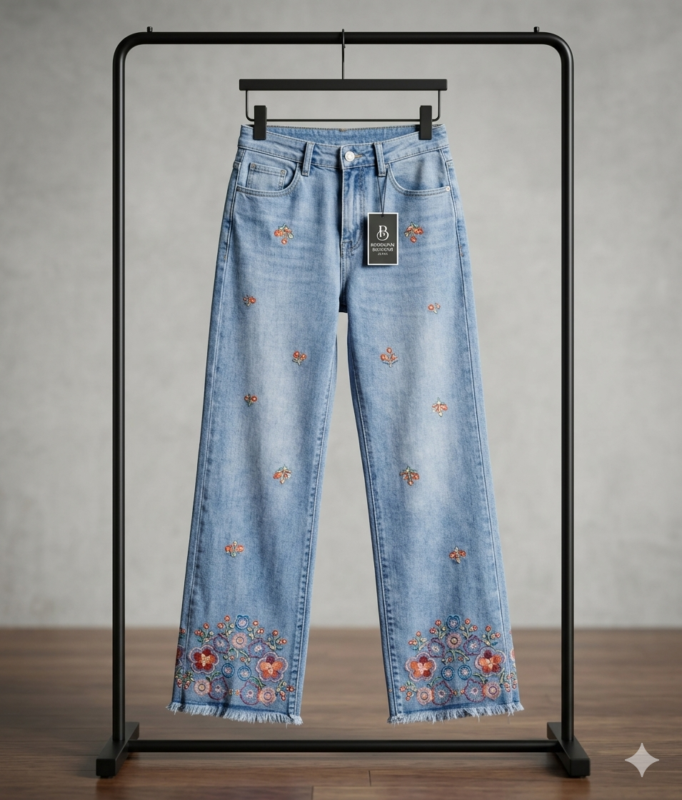 Jeans/Blumenornamente