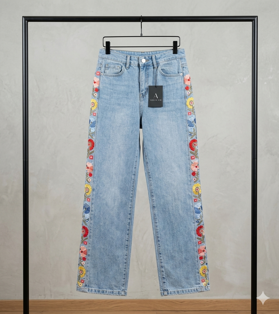 Jeans/Blumen/seite