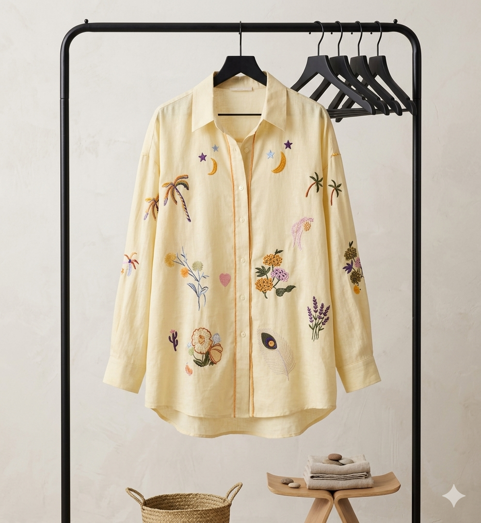 Bluse Buntbestickt