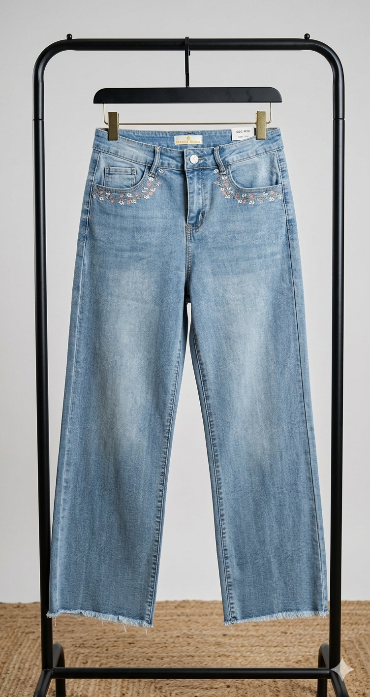 Jeans Blumenumrandung