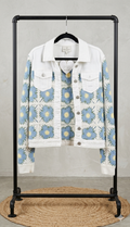 Jeansjacke Blaue Blumen