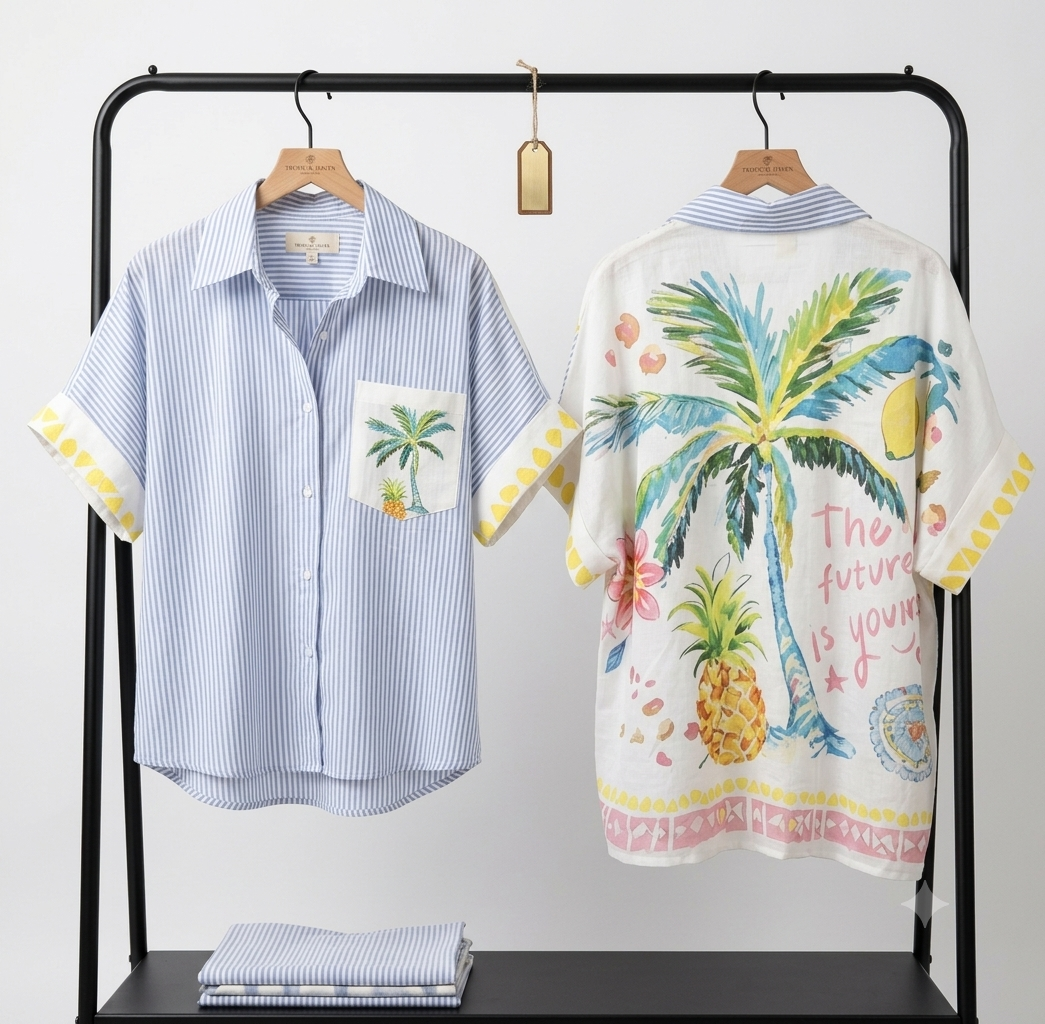 Bluse Ananas/Palme