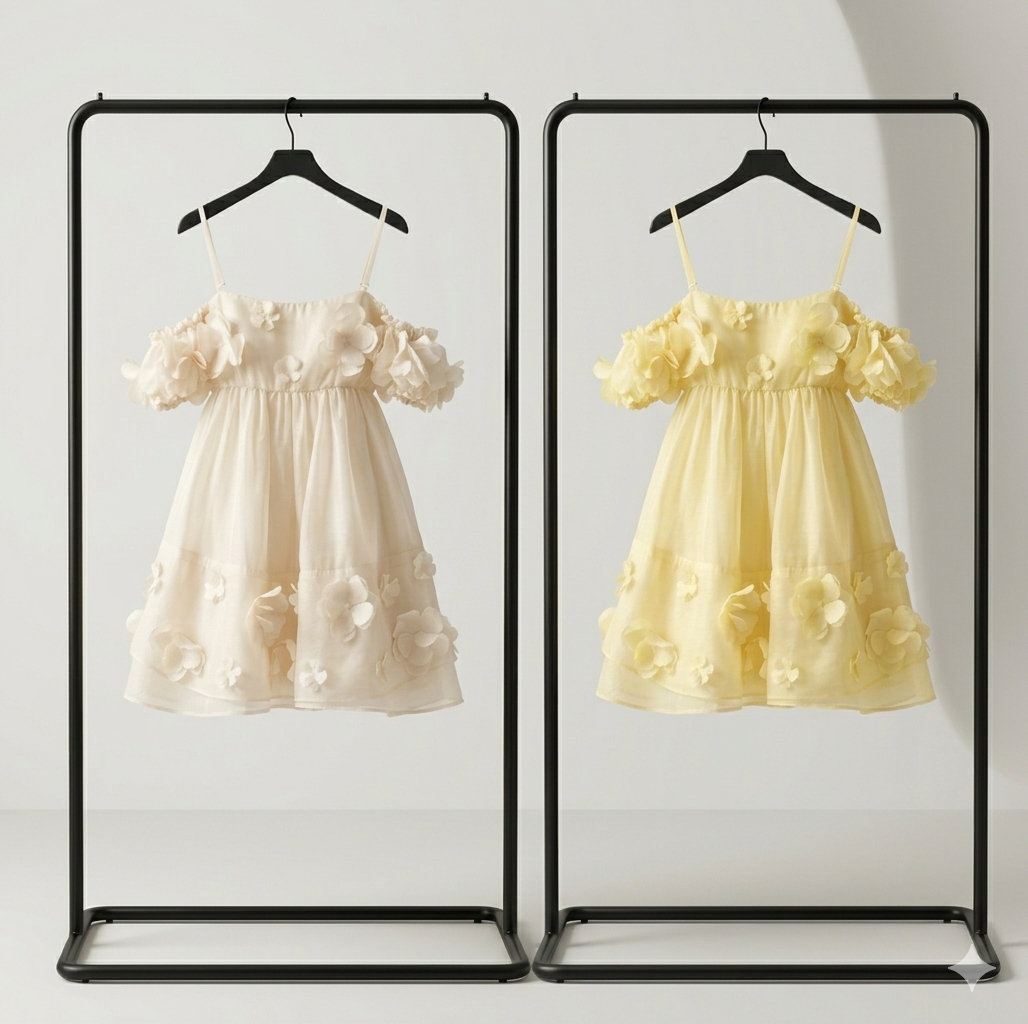 Kleid kurz 3D Blumen
